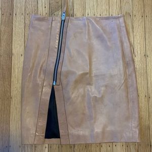 All Saints Asymmetrical Tan Lambs Leather Skirt